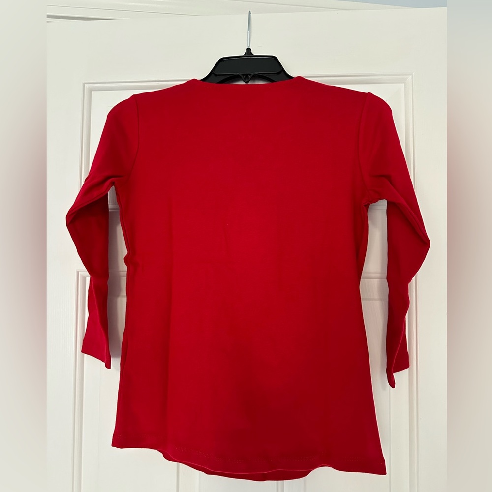 Karen Scott Red Shirt with Chain Neck